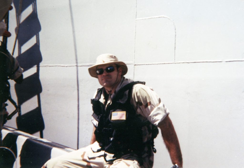 Jason returning to USS Germantown from mission in the Persian Gulf.